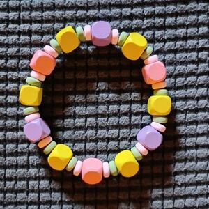 Colorful Kids Women Wood And Clay Beaded Bracelet Elastic String